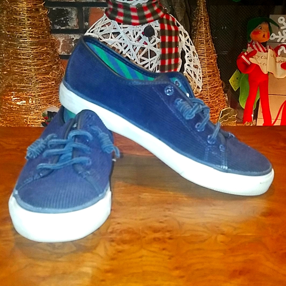 Sperry Top Sider Navy Corduroy Slip-on Shoes Size 7.5